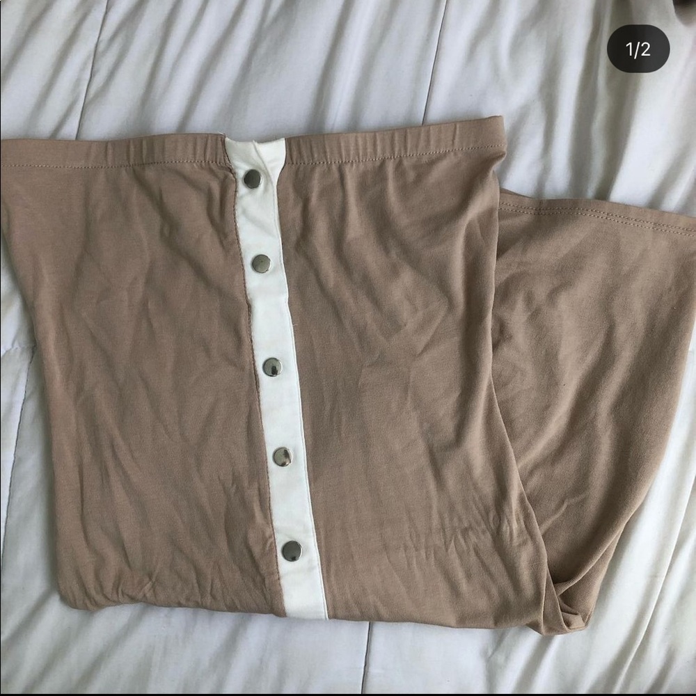 tan buttoned down body con dress